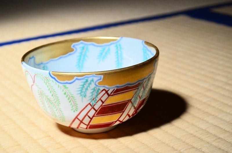 手塚祥堂 作 仁清写柳橋文茶碗 of 茶の湯 墨東清友館 茶道具専門店(有