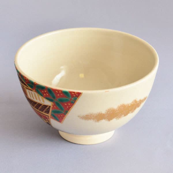 赤絵海老茶碗 膳所焼岩崎新定造 茶道具 赤絵海老茶碗膳所焼岩崎