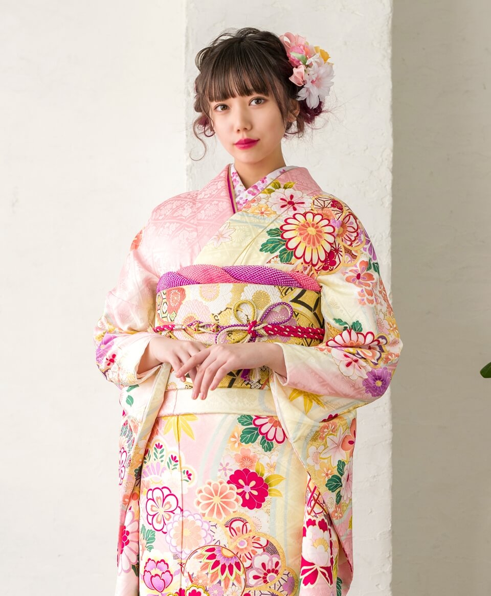 ピンククリーム牡丹手まり[FS0961] | 成人式振袖レンタル京都さがの館