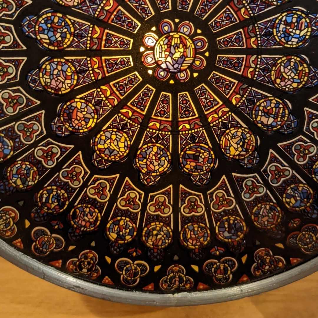 大型 ローズ ウィンドウ ヴィンテージ ステンドグラス バラ窓 鳩 キリスト