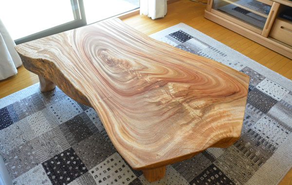 無垢材 曲線デザイン 一枚板テーブル直接引き取り歓迎千葉県座卓