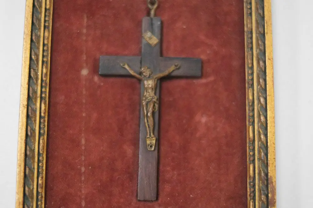 アンティーク十字架 オニキス(大理石)でできた壁掛けの十字架 フランス