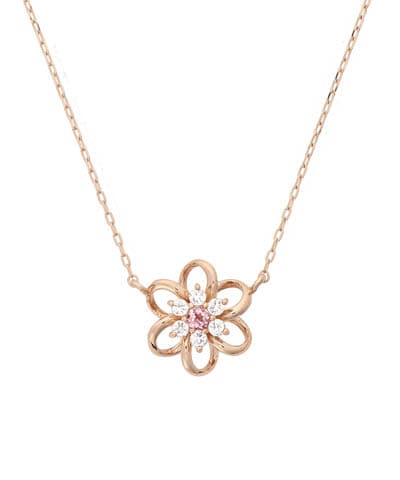 K10 PG ストーンフラワーネックレス(大)(40cm K10 PG): Samantha