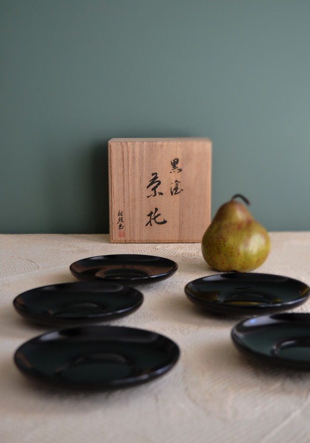 Antique Sam's Collection 輪島塗 茶托 黒漆