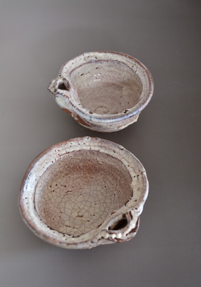 萩焼片口向付五客組 宇田川抱青作 Antique Sam's Collection