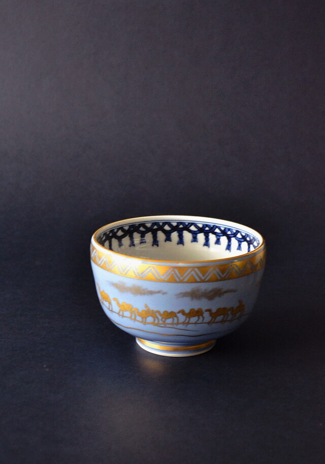 Antique Sam's Collection 五山窯 林淡幽作 藍彩金襴手茶碗