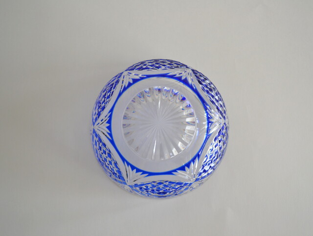 切子硝子江戸切子薩摩切子ブルー鉢ボール
