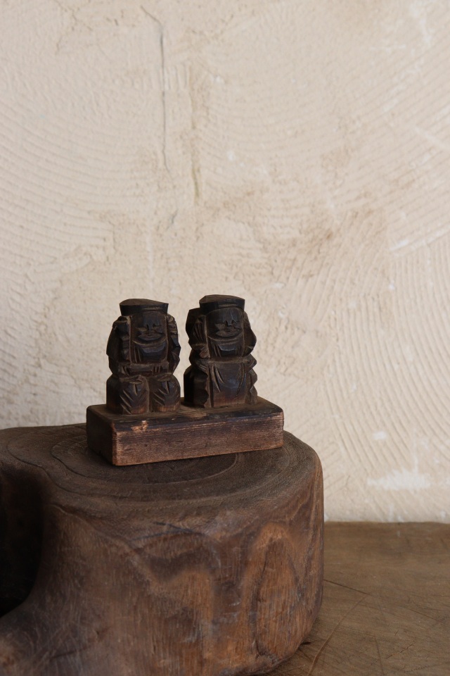 木製彫刻 笑顔の像 約60cm 恵比寿天 七福神アンティーク和室床の間