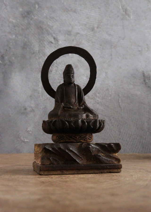 坐像菩薩坐蔵 厨子 小仏 仏像 時代仏 骨董 仏教美術 古仏 木