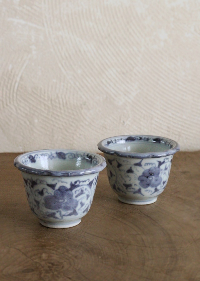 古伊万里 染付微塵唐草文向付 十客揃い 成化年製