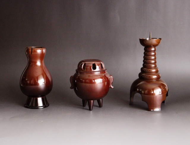 茶道具 楽焼 和楽 赤 三具足