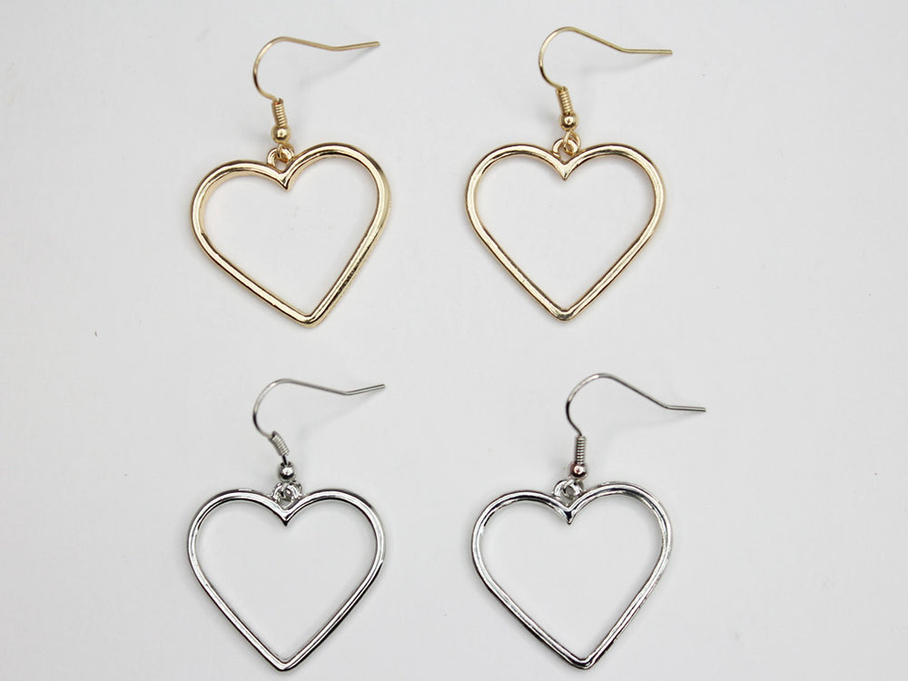 パーツ]ハート型金具付きフィッシュフックピアス 1ペア- 2-ライン