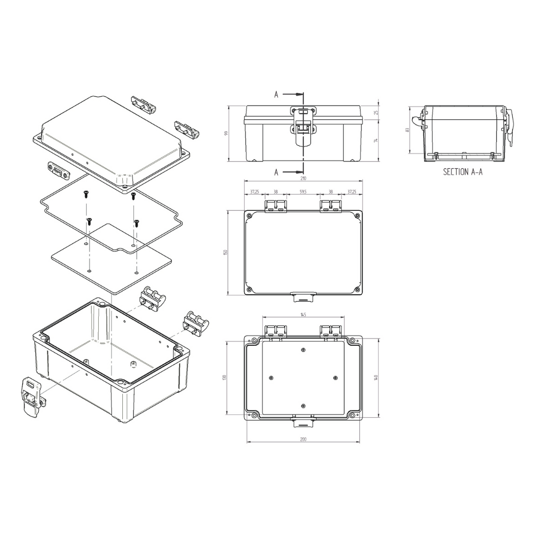 Quadro Plástico 200x140x90MM Cinza/TR DF IP65 - Schuhmacher