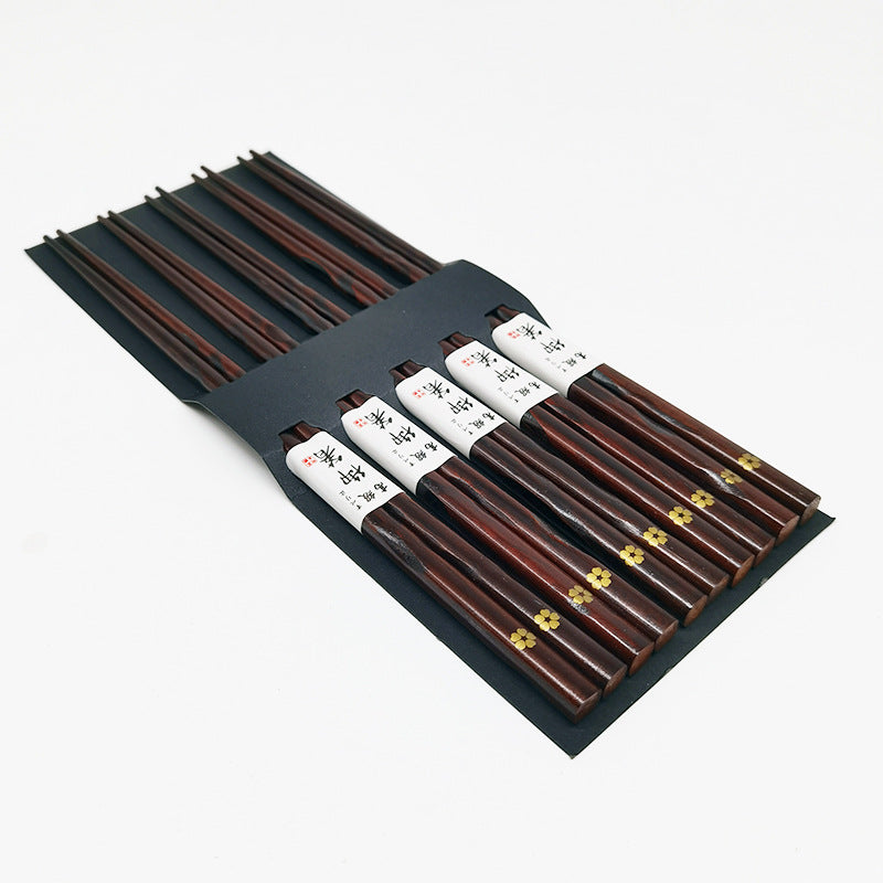 Japanese Seigaiha Wave Bamboo Chopsticks Set of 5 | Seigaihaya