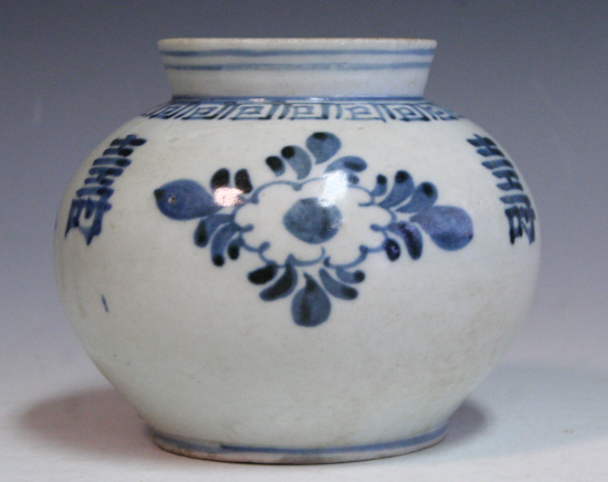 朝鮮美術 李朝 高麗白磁 染付 花文 壺 C R8057C 朝鮮美術 李朝 高麗