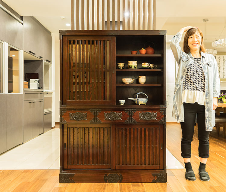 057 茶箪笥 水屋箪笥 幅90cm-3段 (奥行約40cm) 楽天市場】食器棚 90cm