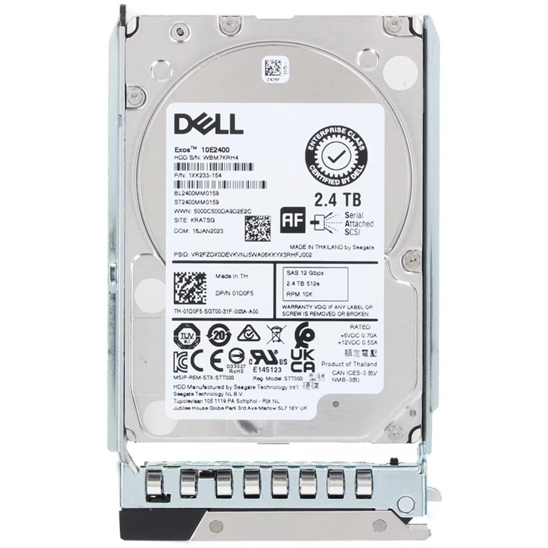 Dell 1D0F5 2.4TB 10K SAS-12Gbps 512e Hot Plug Hard Drive With Tray