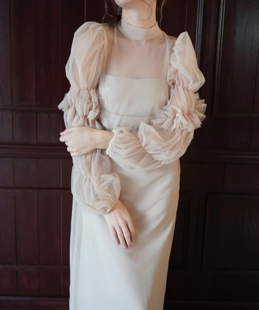 2サイズ】tulle sheer one-piece ( beige ) Acka.（エーシーケーエー