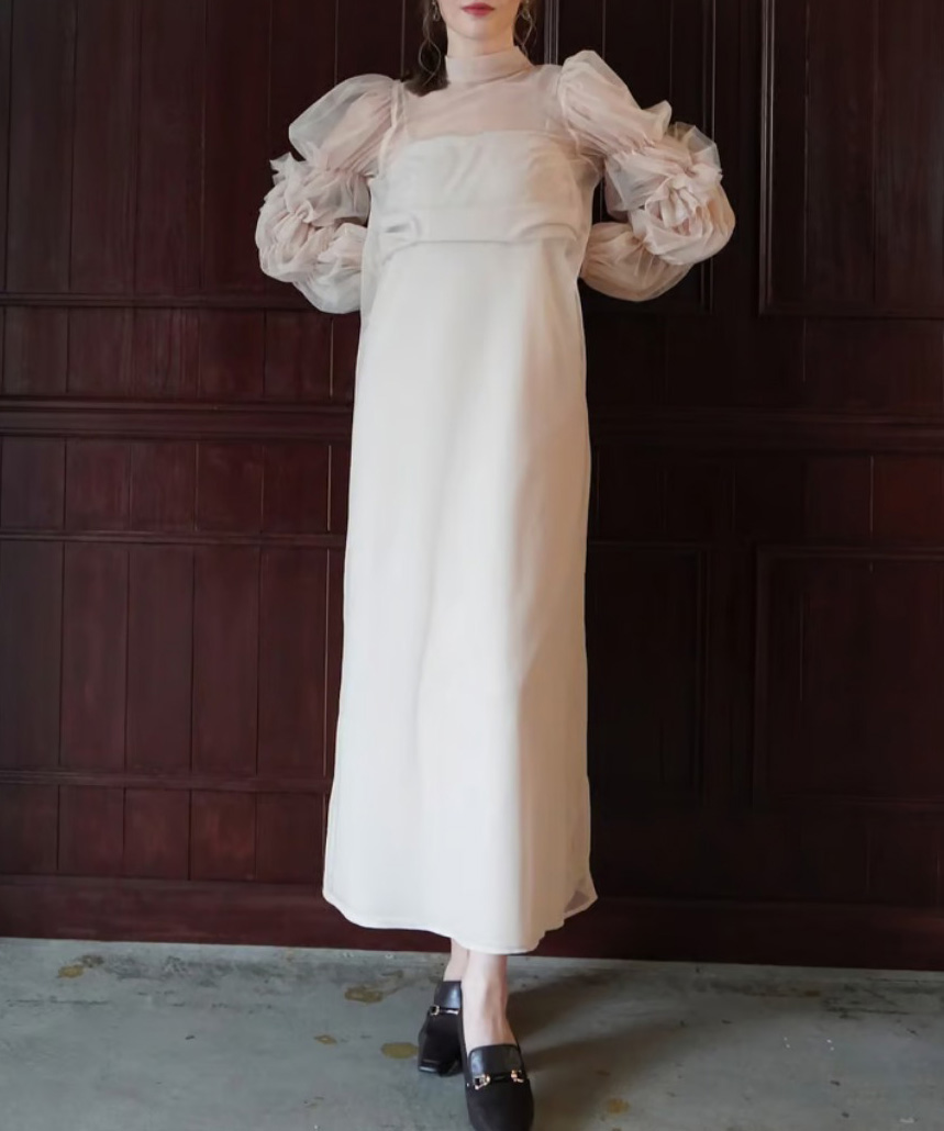 2サイズ】tulle sheer one-piece ( beige ) Acka.（エーシーケーエー