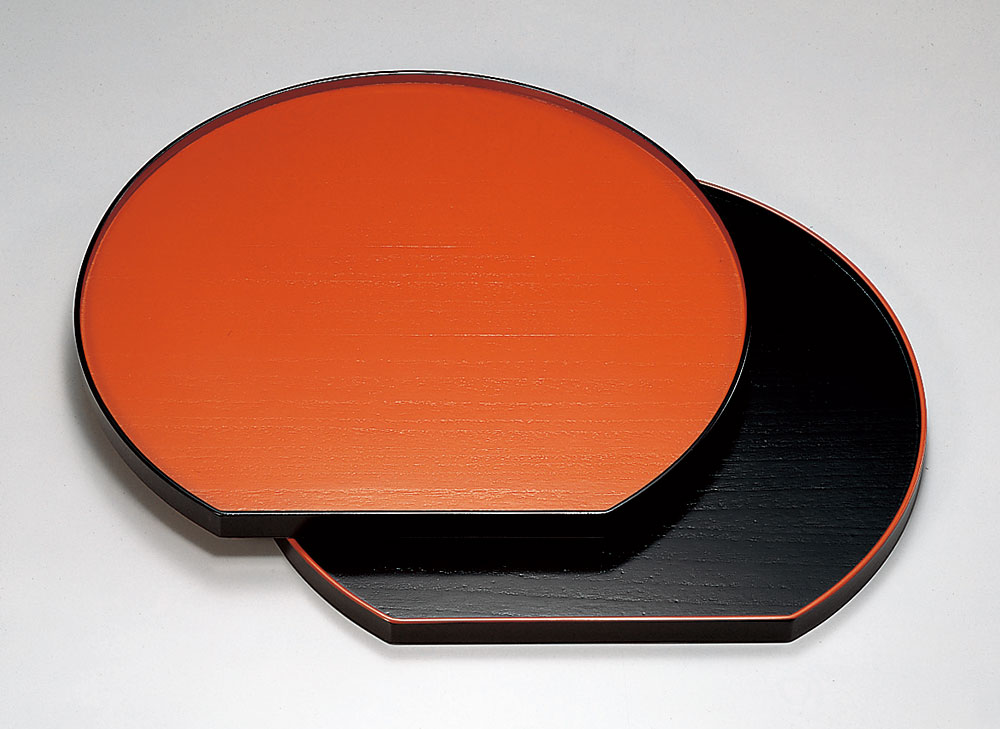 膳お盆・お膳-越前塗 桐 尺3両面半月膳［5枚］ | 越前漆器粂治郎