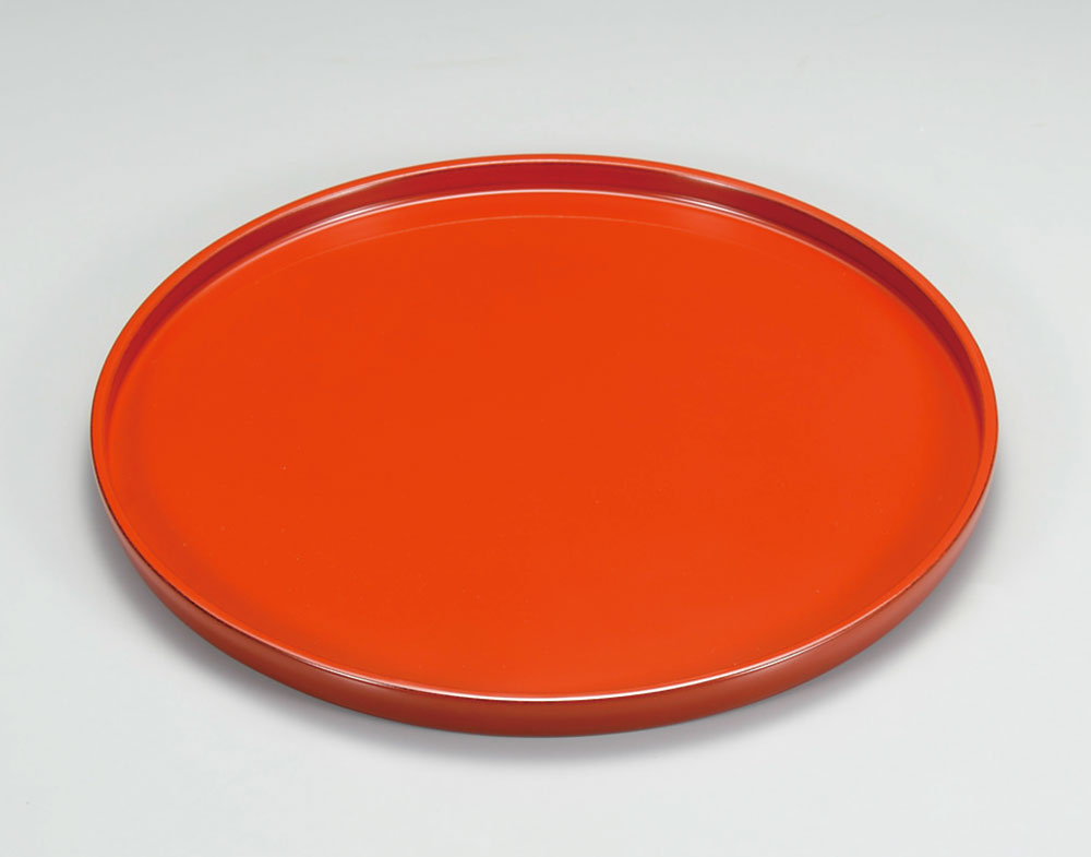 盆お盆・お膳-越前塗 朱 利休丸盆 10.0寸［1枚］ | 越前漆器粂治郎