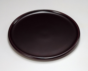 盆お盆・お膳-越前塗 溜塗（ためぬり）くり木地 9.0丸盆［1枚］ | 越前