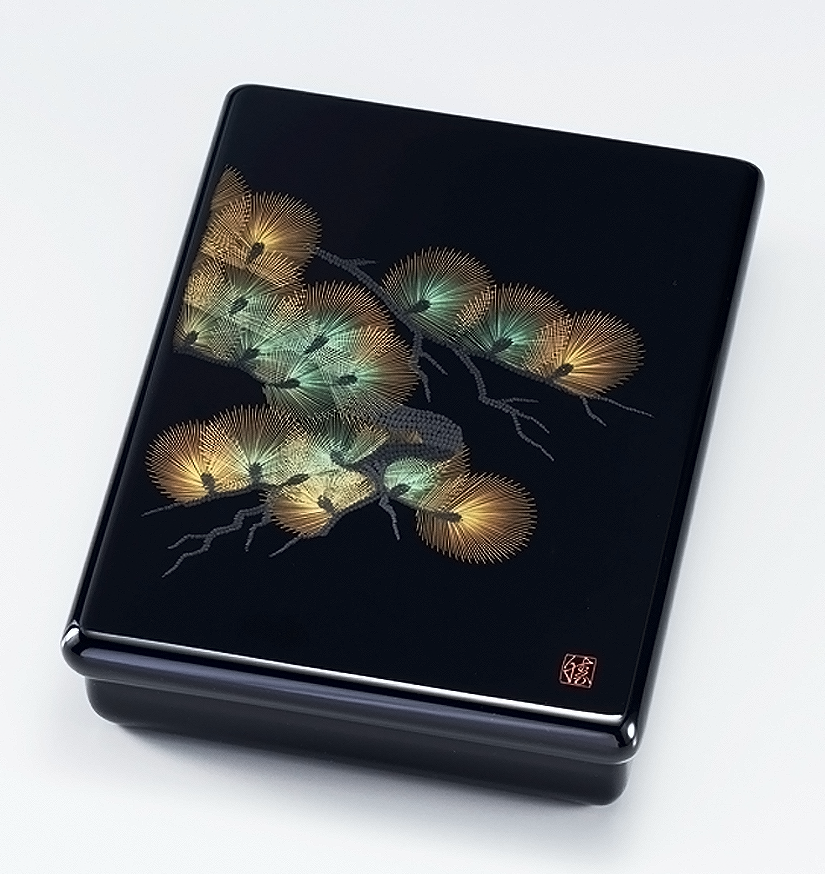 硯箱お筥-【越前漆器】沈金 寿松 文筥［1個］ | 越前漆器粂治郎