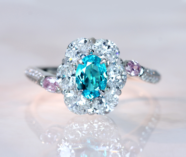 ブルーネオンとピンクの輝き☆パライバトルマリン&ピンクダイヤモンド