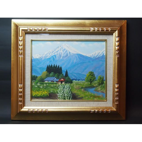 ヒコーキ雲油絵F3(273×220mm)