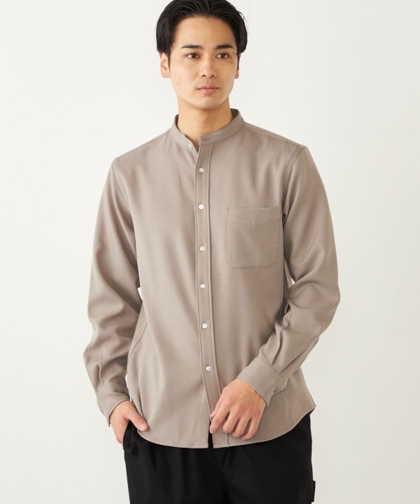 SHIPS Colors:〈洗濯機可能〉ウールライク バンドカラー シャツ