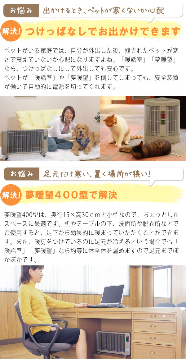 遠赤外線パネルヒーター 夢暖望400型H【アールシーエス】 夢暖房 電気