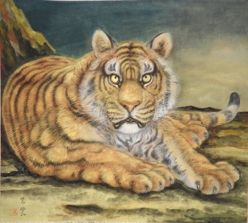 真作/三輪芳二/望春風景図/桐共箱付/布袋屋掛軸HD-764 真作/三輪芳二