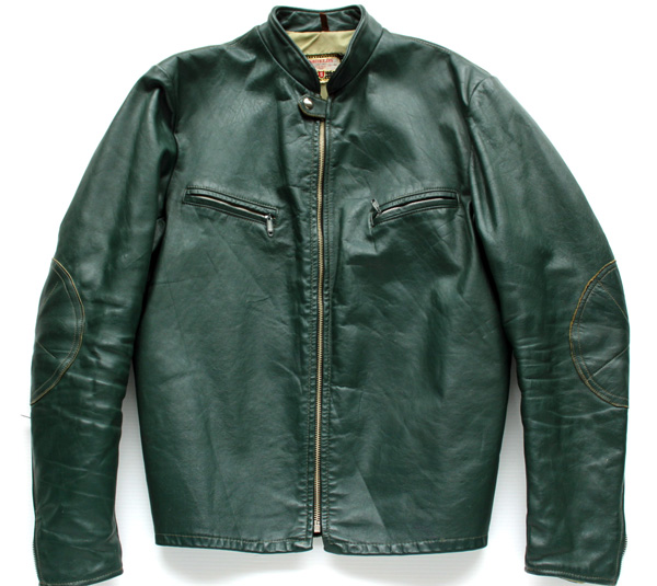 70s SHIELDS シングルライダース レザージャケット 緑 - Sixpacjoe Web