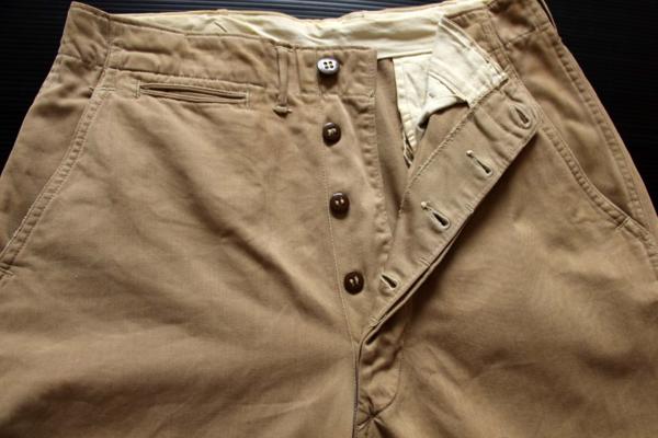 40s 米軍 U.S.ARMY M-45 ダブルステッチ コットン チノパン カーキ