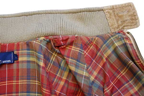 90s ポロ ラルフローレン G9タイプ マドラスチェックライナー 太畝