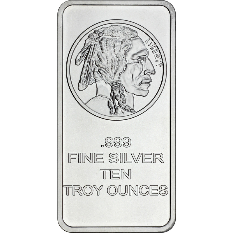 10 oz .999 Fine Silver Bar Buffalo Replica Design | SilverTowne