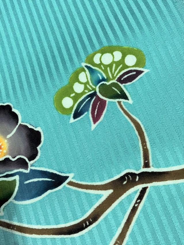 琉球伝統工芸 沖縄紅型 『大判花鳥図』、ウコン布染織 【公式通販】