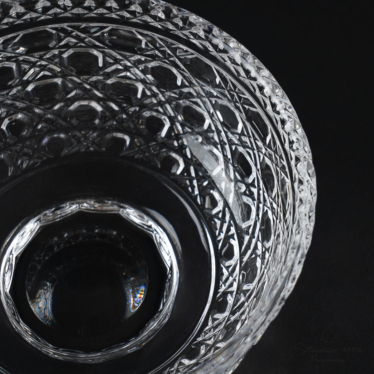 ガラス食器 クリスタル 切子ハンドカット 篭目切子中鉢 13.5cm [廃番