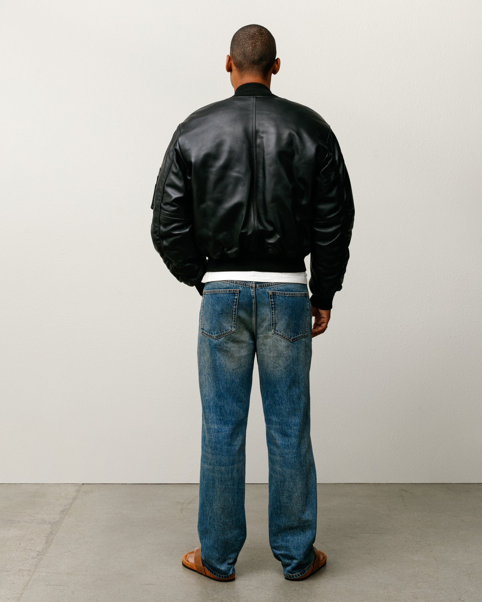 Leather Built Bomber – Black | Outerwear | Stüssy