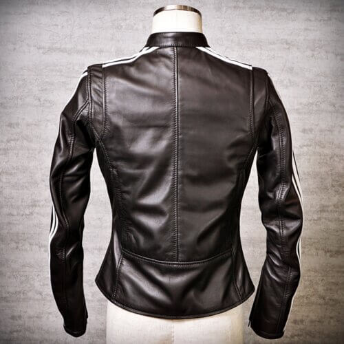 み*け様 vintage 牛革 白ライン シングルライダースジャケット