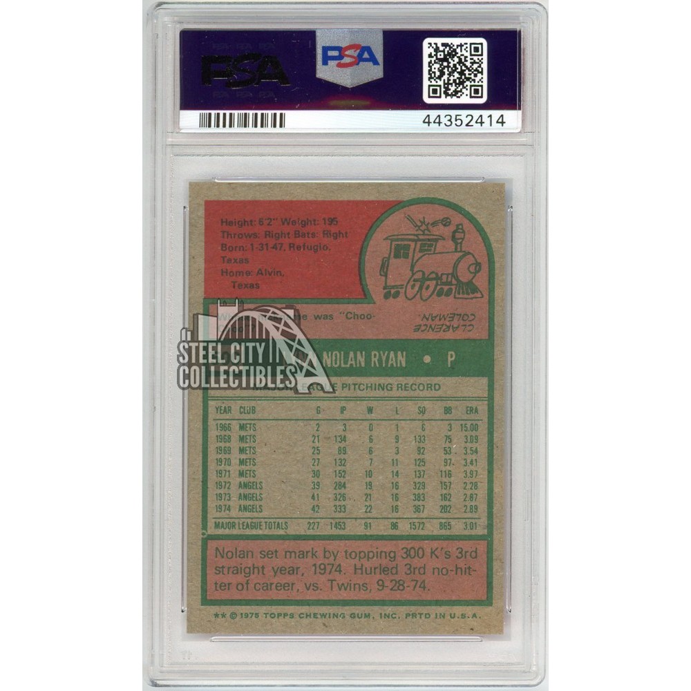 Nolan Ryan 1975 Topps Baseball Card #500 PSA 8 | Steel City