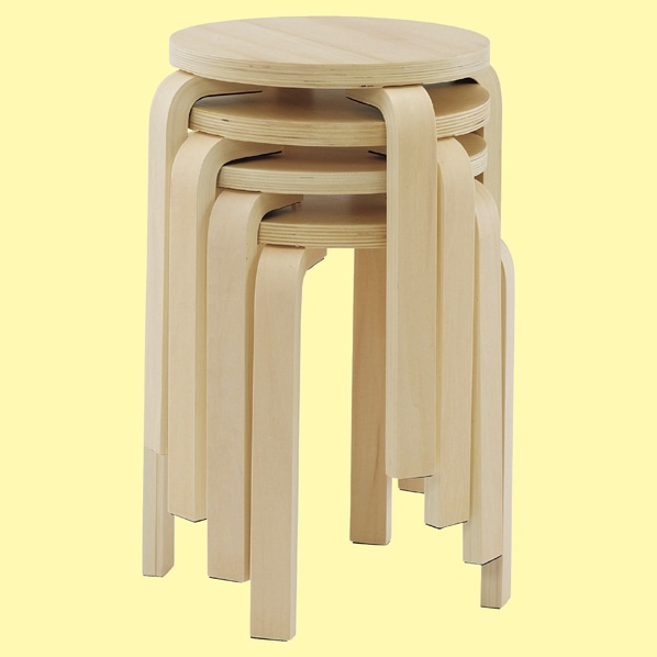 4脚】木製丸椅子