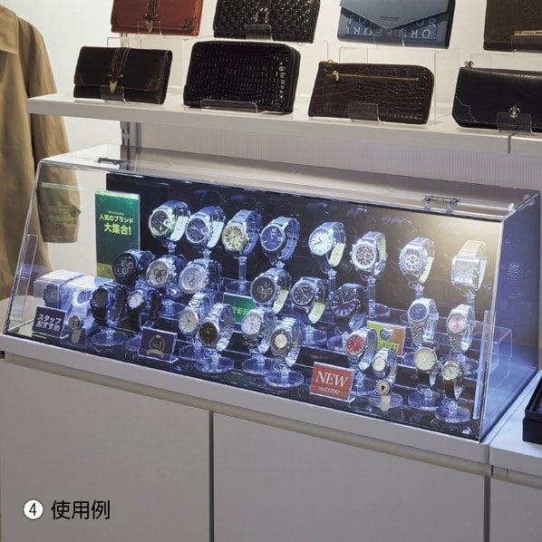 鍵付きショーケース 白色LED照明付き 幅57cm