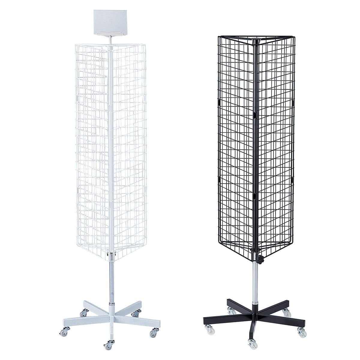 三角回転ネット什器ロングタイプ〔ストエキオリジナル〕 ホワイト