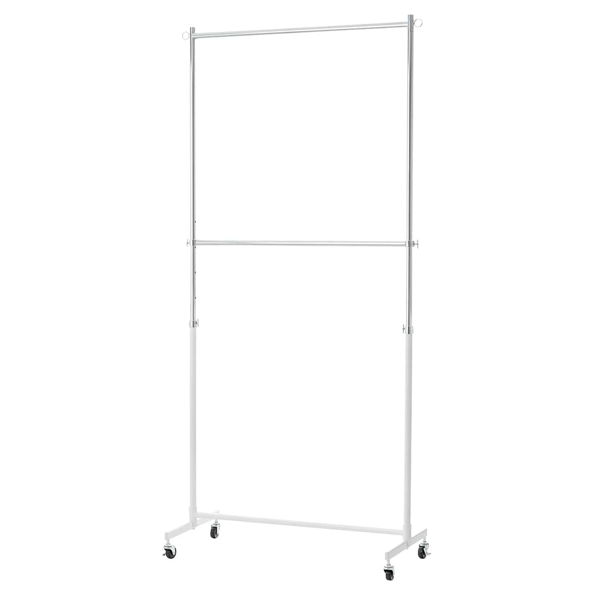 重量用2段ハンガーラック ホワイト〔ストエキオリジナル〕 幅90cmタイプ