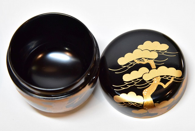 能登震災 災害支援 輪島塗 今井 千鶴作 中棗 老松蒔絵 すいぎょく園