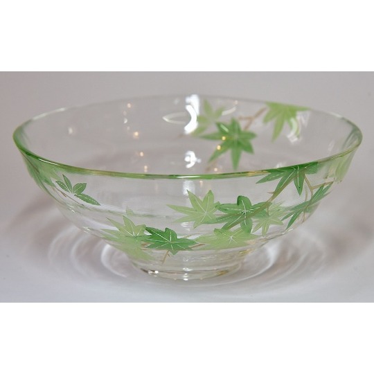 茶道具 【広畑久仁彦】蟹図 ガラス 平茶碗 紙箱 義山 夏茶碗 茶道具