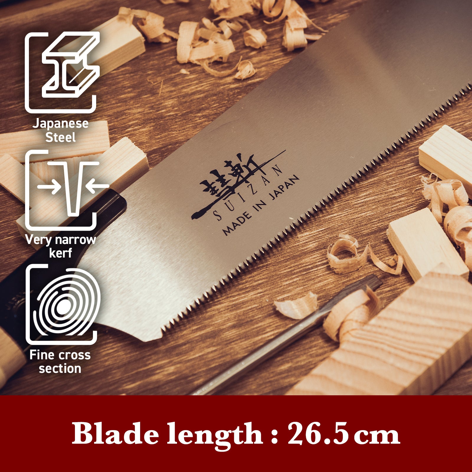 SUIZAN スイザン 片刃鋸 265mm - 替刃式 横挽き ノコギリ 木工 木材用