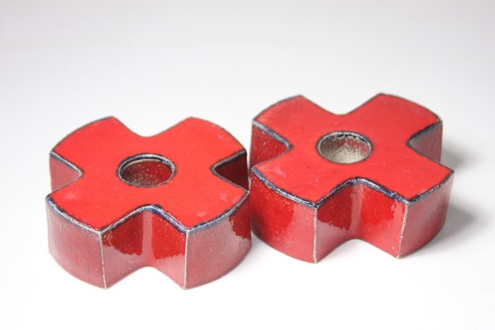 Lisa Larson リサラーソン キャンドルスタンド 赤 a Lisa Larson