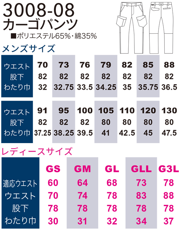 作業ズボン カーゴパンツ 桑和SOWA3008-08【サンワーク本店】